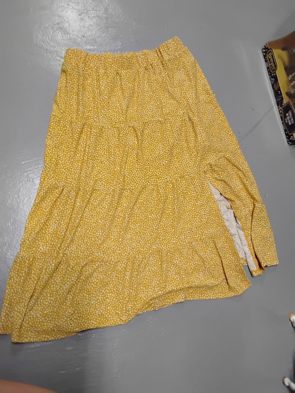 Yellow Floral Tiered Midi Skirt